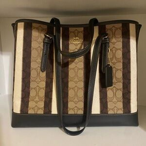 Coach mollie tote in signature jacquard stripe